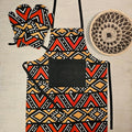 Handmade Apron and Matching Oven Gloves Set | 100% Cotton African Print Fabric-0