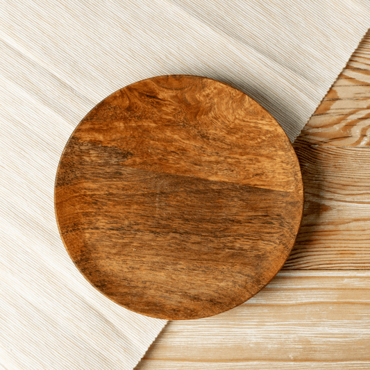 Handcrafted Walnut Wood Plates Set – Moroccan Artisan Serving Plates