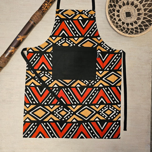 Handmade Apron and Matching Oven Gloves Set | 100% Cotton African Print Fabric-1