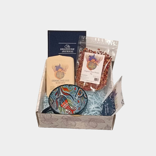 Gratitude Self Care Gift Box – Ceremonial Cacao, Rose Tea, Journal & Ceramic Mug — photo 2