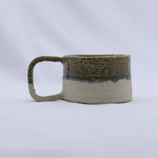 Beige Grande Handmade Milled Stoneware Big Ceramic Mug-0