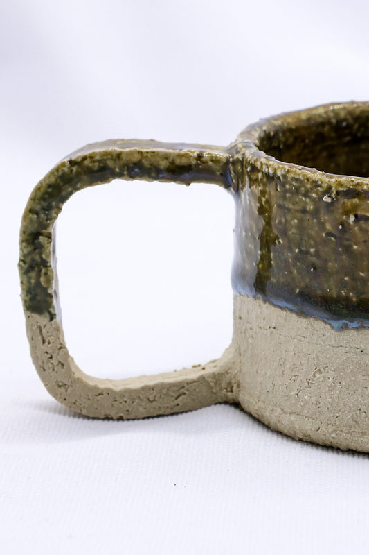 Beige Grande Handmade Milled Stoneware Big Ceramic Mug-1