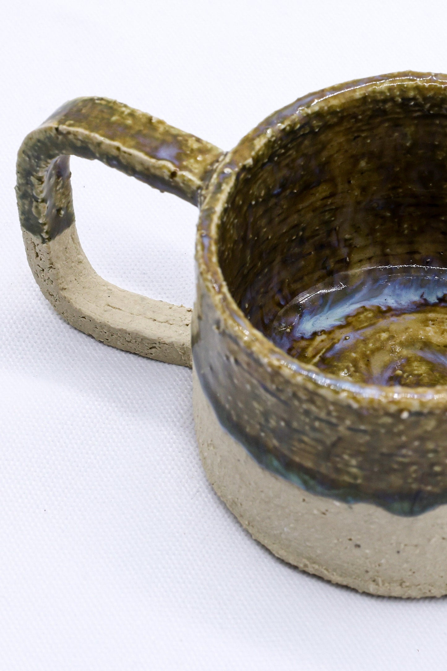 Beige Grande Handmade Milled Stoneware Big Ceramic Mug-2