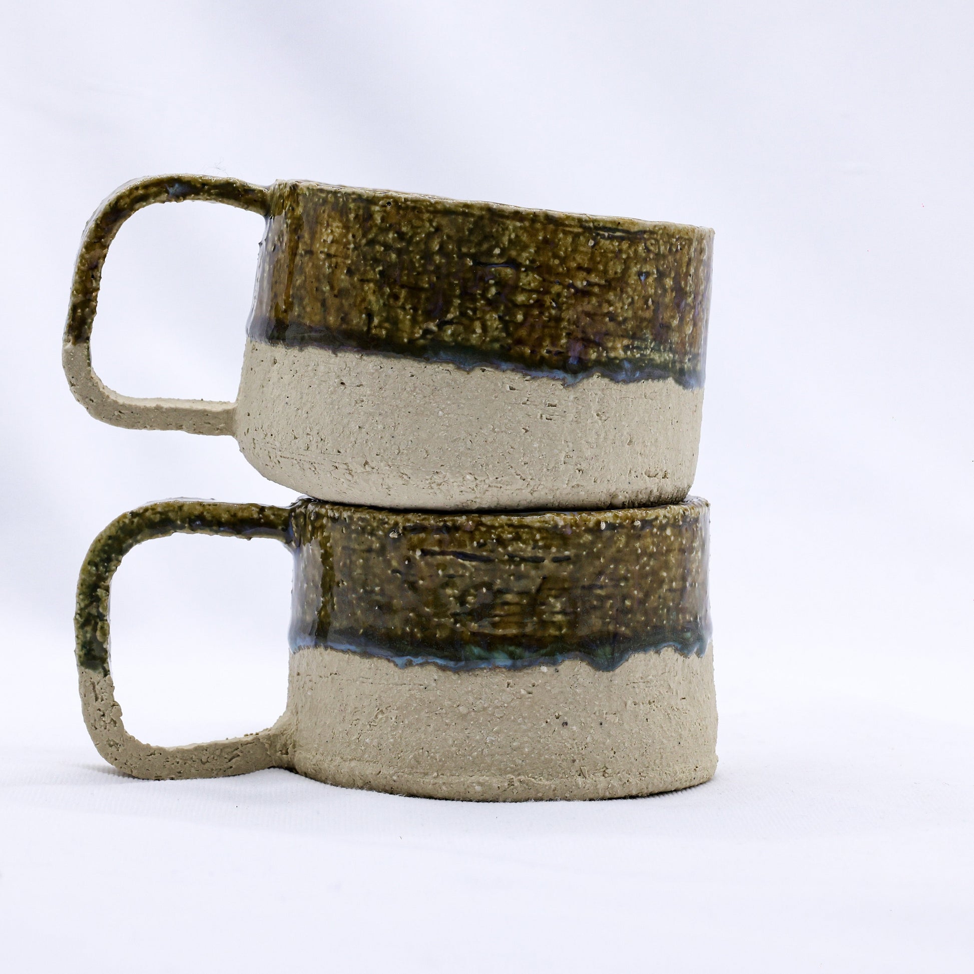 Beige Grande Handmade Milled Stoneware Big Ceramic Mug-3
