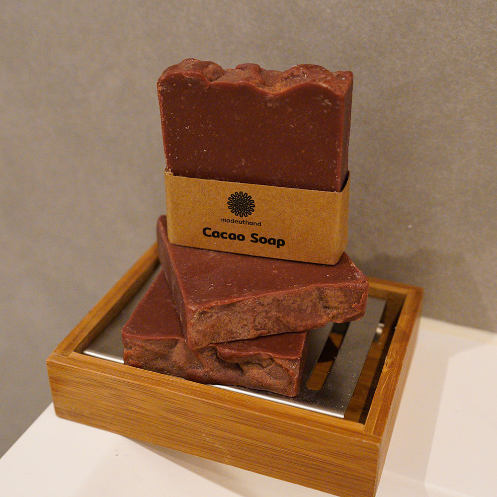 Natural cacao soap bar with cocoa ingredients handmade skincare product