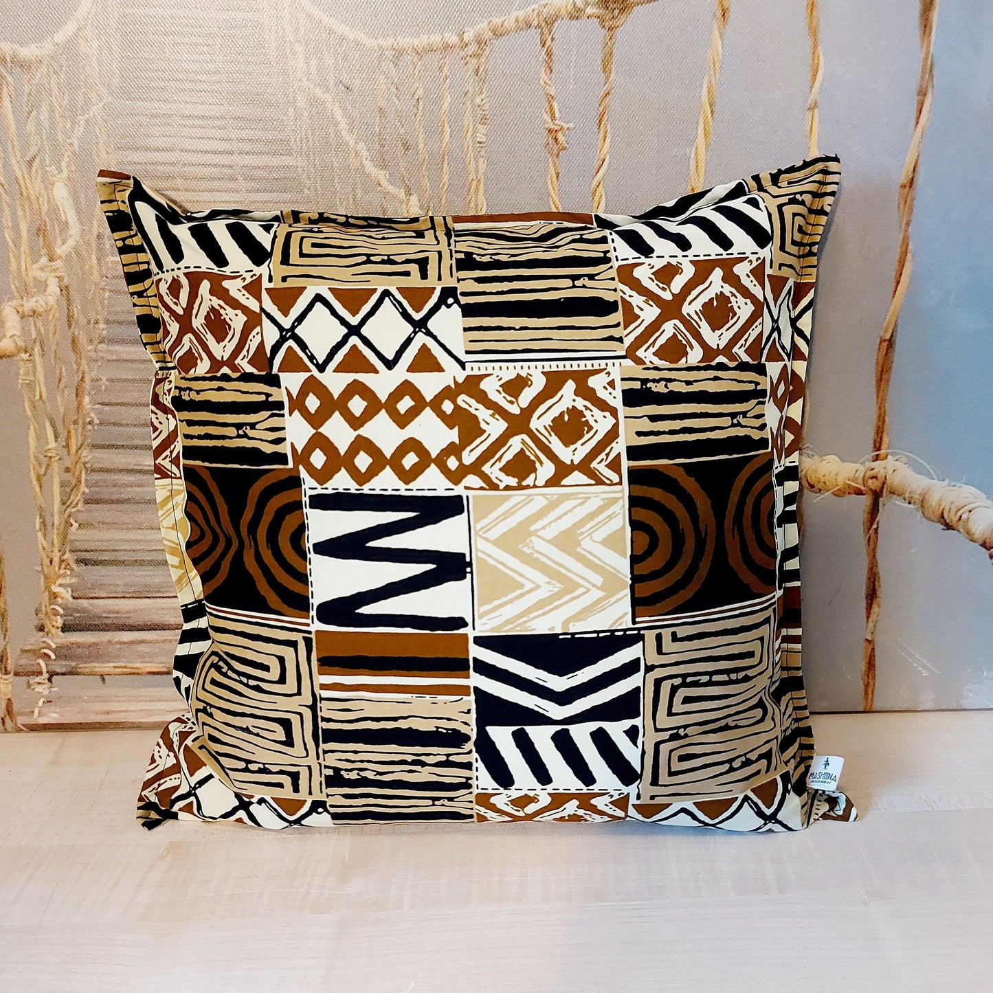 Set of 2 | 4 Cushion Covers | 40x40cm | 100% Cotton Wax Ankara Fabric-3