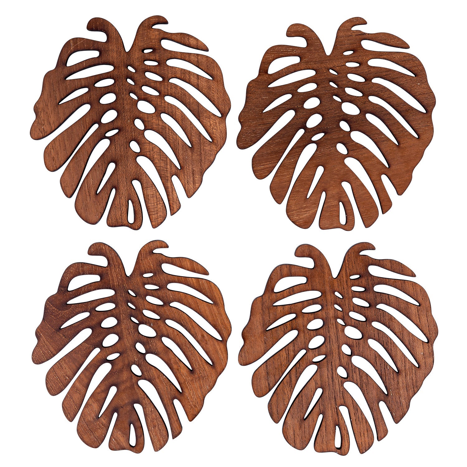Monstera Upcycled Teak Wood Coasters - Set of 2 or 4 — photo 5