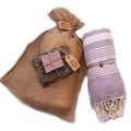 Natural Hammam Bath Gift Set – Turkish Cotton Towel, Lavender Soap & Scrub Glove